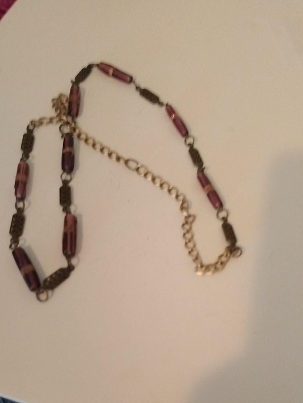 Purple Bead Long Necklace - Women's Jewelry - Picture 3 of 3
